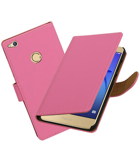 Roze Effen booktype wallet cover hoesje voor Huawei P8 Lite 2017 / P9 Lite 2017