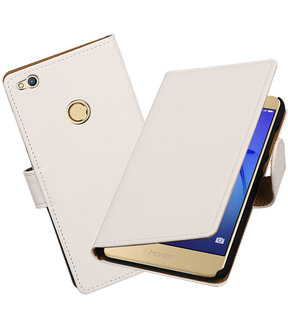 Wit Effen booktype wallet cover hoesje voor Huawei P8 Lite 2017 / P9 Lite 2017
