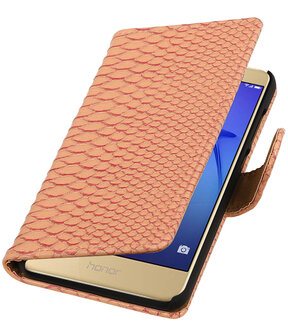 Roze Slang booktype wallet cover hoesje voor Huawei P8 Lite 2017 / P9 Lite 2017
