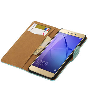 Turquoise Slang booktype wallet cover hoesje voor Huawei P8 Lite 2017 / P9 Lite 2017