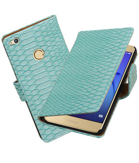 Turquoise Slang booktype wallet cover hoesje voor Huawei P8 Lite 2017 / P9 Lite 2017