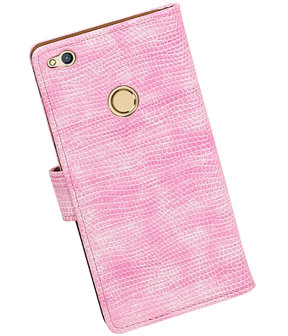 Roze Mini Slang booktype wallet cover hoesje voor Huawei P8 Lite 2017 / P9 Lite 2017