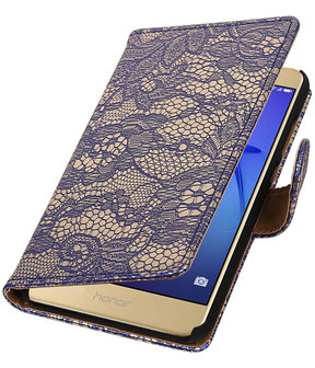 Blauw Lace booktype wallet cover hoesje voor Huawei P8 Lite 2017 / P9 Lite 2017