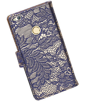 Blauw Lace booktype wallet cover hoesje voor Huawei P8 Lite 2017 / P9 Lite 2017