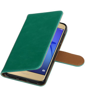 Groen Pull-Up PU booktype wallet cover hoesje voor Huawei P8 Lite 2017 / P9 Lite 2017