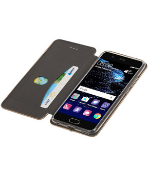 Goud Premium Folio leder look booktype smartphone hoesje voor Huawei P10