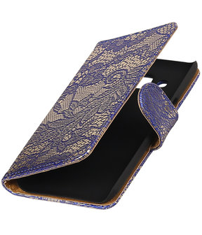 Blauw Lace booktype wallet cover hoesje voor Samsung Galaxy A3 2017 A320F