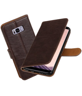 Mocca Pull-Up PU booktype wallet cover hoesje voor Samsung Galaxy S8