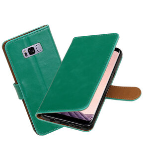 Groen Pull-Up PU booktype wallet cover hoesje voor Samsung Galaxy S8