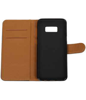 Zwart Pull-Up PU booktype wallet cover hoesje voor Samsung Galaxy S8+ Plus