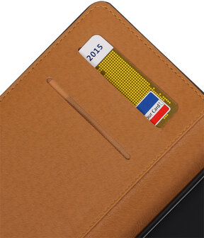 Zwart Pull-Up PU booktype wallet cover hoesje voor Samsung Galaxy S8+ Plus