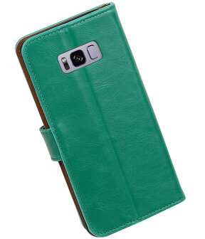 Groen Pull-Up PU booktype wallet cover hoesje Samsung Galaxy S8+ Plus