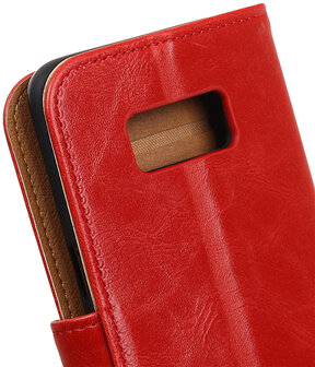 Rood Pull-Up PU booktype wallet cover hoesje Samsung Galaxy S8+ Plus