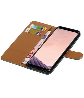 Blauw Pull-Up PU booktype wallet cover Hoesje voor Samsung Galaxy S8+ Plus