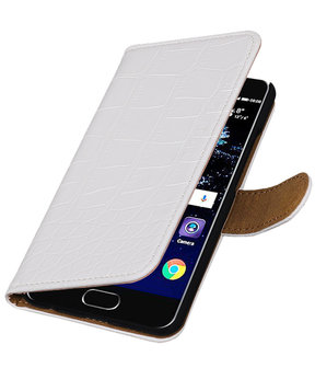 Wit Krokodil booktype wallet cover hoesje Huawei P10