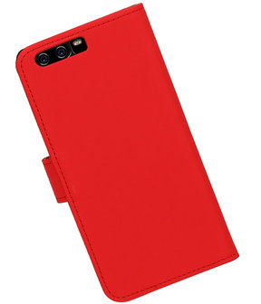 Rood Effen booktype wallet cover hoesje Huawei P10