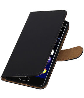 Zwart Effen booktype wallet cover hoesje Huawei P10
