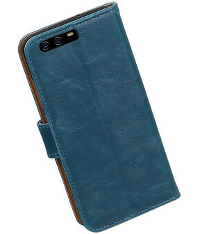 Blauw Pull-Up PU booktype wallet cover hoesje Huawei P10