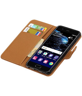 Bruin Pull-Up PU booktype wallet cover hoesje Huawei P10