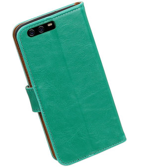 Groen Pull-Up PU booktype wallet cover hoesje Huawei P10