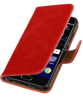 Rood Pull-Up PU booktype wallet cover hoesje Huawei P10