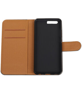 Zwart Pull-Up PU booktype wallet cover hoesje Huawei P10