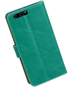 Groen Pull-Up PU booktype hoesje Huawei P10 Plus