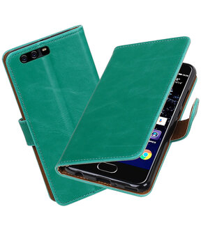 Groen Pull-Up PU booktype hoesje Huawei P10 Plus