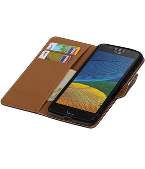 Mocca Pull-Up PU booktype hoesje Motorola Moto G5