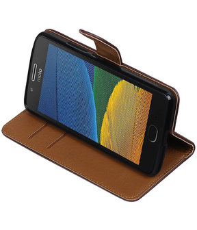 Mocca Pull-Up PU booktype hoesje Motorola Moto G5