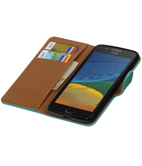 Groen Pull-Up PU booktype hoesje Motorola Moto G5