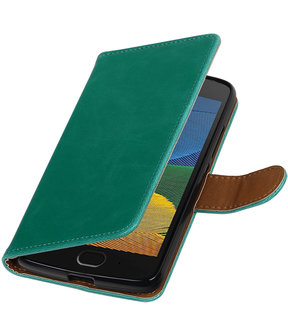 Groen Pull-Up PU booktype hoesje Motorola Moto G5