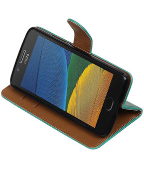 Groen Pull-Up PU booktype hoesje Motorola Moto G5