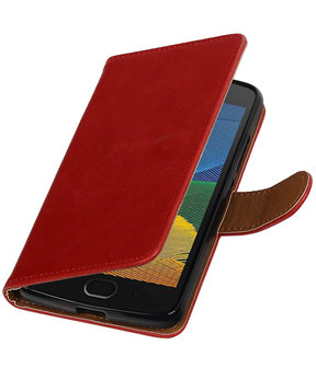 Rood Pull-Up PU booktype hoesje Motorola Moto G5