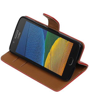 Rood Pull-Up PU booktype hoesje Motorola Moto G5