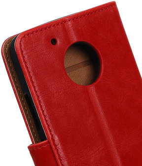 Rood Pull-Up PU booktype hoesje Motorola Moto G5