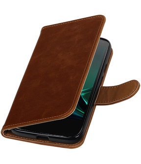 Bruin Pull-Up PU booktype hoesje Motorola Moto G4 Play