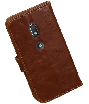 Bruin Pull-Up PU booktype hoesje Motorola Moto G4 Play