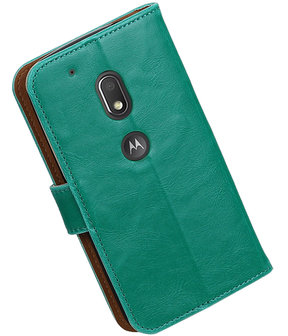 Groen Pull-Up PU booktype Hoesje voor Motorola Moto G4 Play