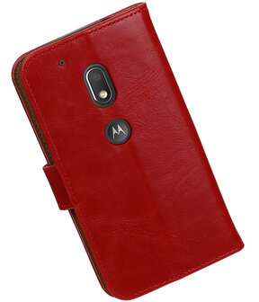 Rood Pull-Up PU booktype hoesje Motorola Moto G4 Play