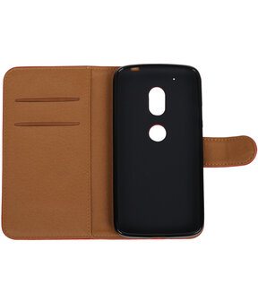 Rood Pull-Up PU booktype hoesje Motorola Moto G4 Play