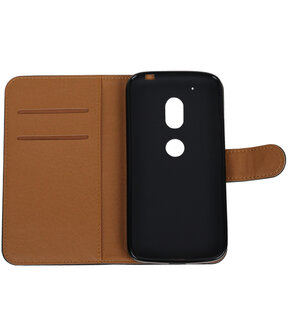 Zwart Pull-Up PU booktype hoesje Motorola Moto G4 Play