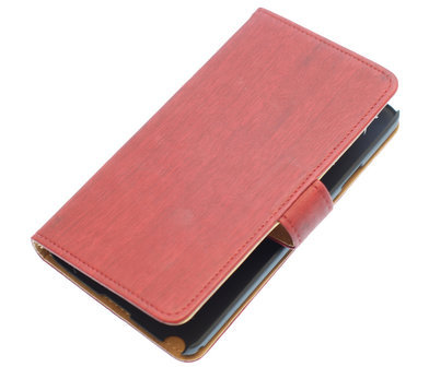 Rood Hout booktype hoesje Samsung Galaxy S Advance i9070