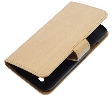 Beige Hout booktype hoesje Samsung Galaxy S Advance i9070