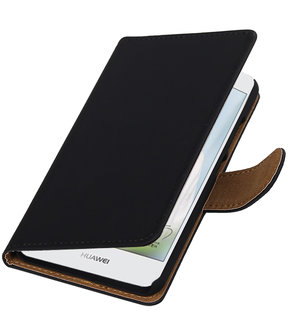Zwart Effen booktype hoesje voor Huawei Nova