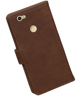 Bruin Hout booktype hoesje voor Huawei Nova