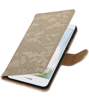 Goud Lace booktype hoesje voor Huawei Nova