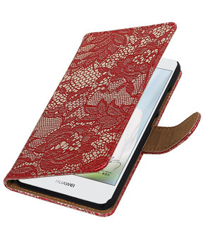 Rood Lace booktype hoesje voor Huawei Nova