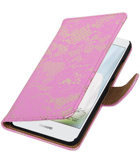 Roze Lace booktype hoesje voor Huawei Nova