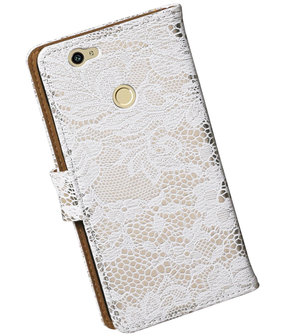 Wit Lace booktype hoesje voor Huawei Nova